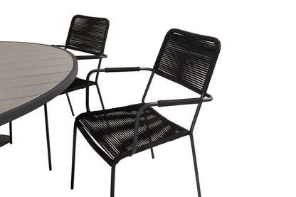 Parma & Lindos Spisebord ⌀140 + Spisestole Sort