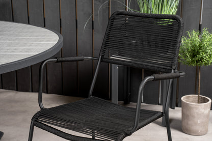 Parma & Lindos Spisebord ⌀140 + Spisestole Sort