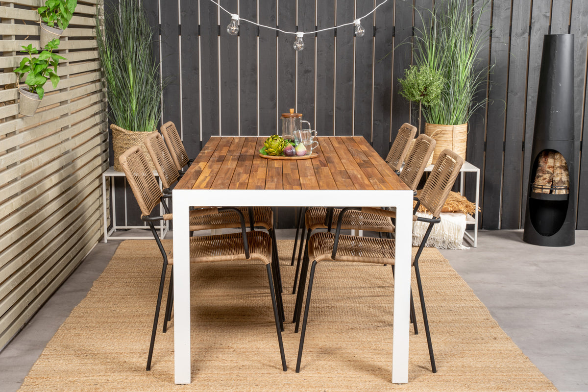 Bois & Lindos Spisebord 205x90 + Spisestole Brun