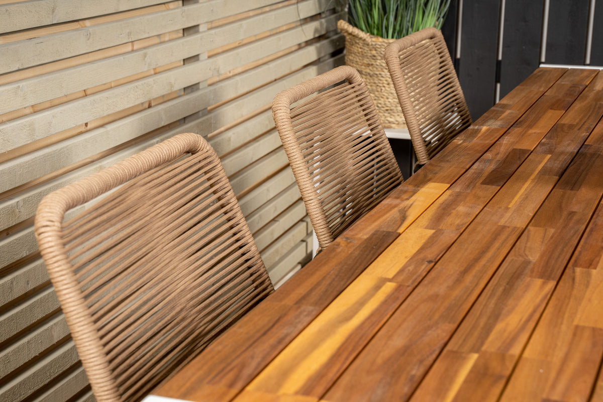 Bois & Lindos Spisebord 205x90 + Spisestole Brun