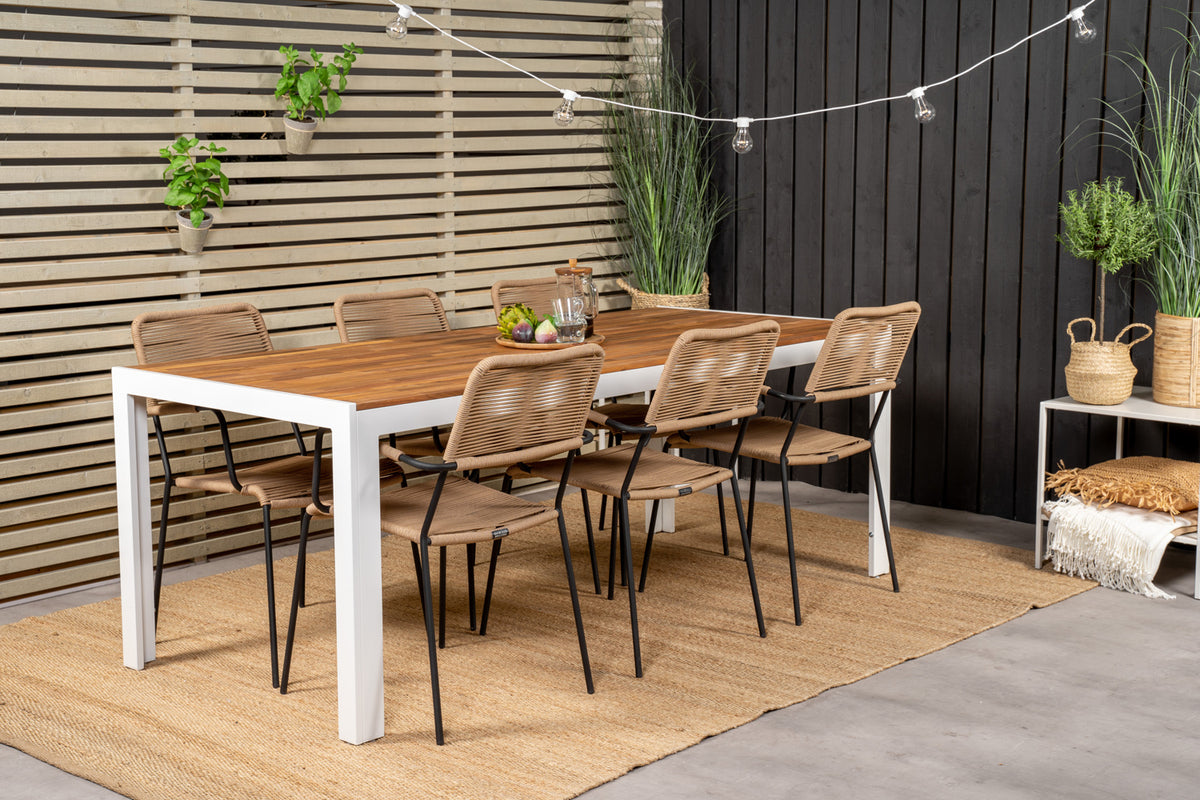 Bois & Lindos Spisebord 205x90 + Spisestole Brun