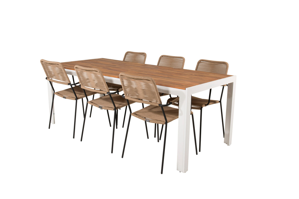 Bois & Lindos Spisebord 205x90 + Spisestole Brun