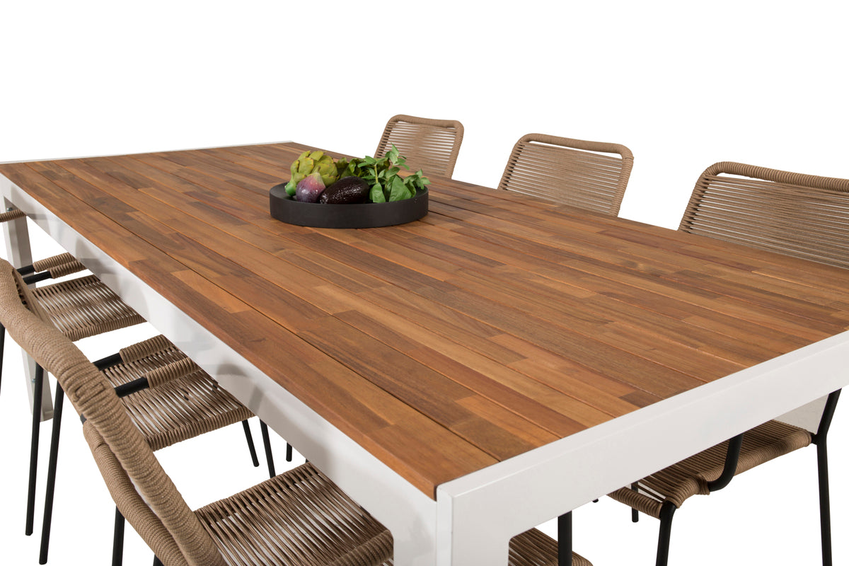 Bois & Lindos Spisebord 205x90 + Spisestole Brun