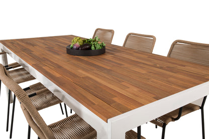 Bois & Lindos Spisebord 205x90 + Spisestole Brun