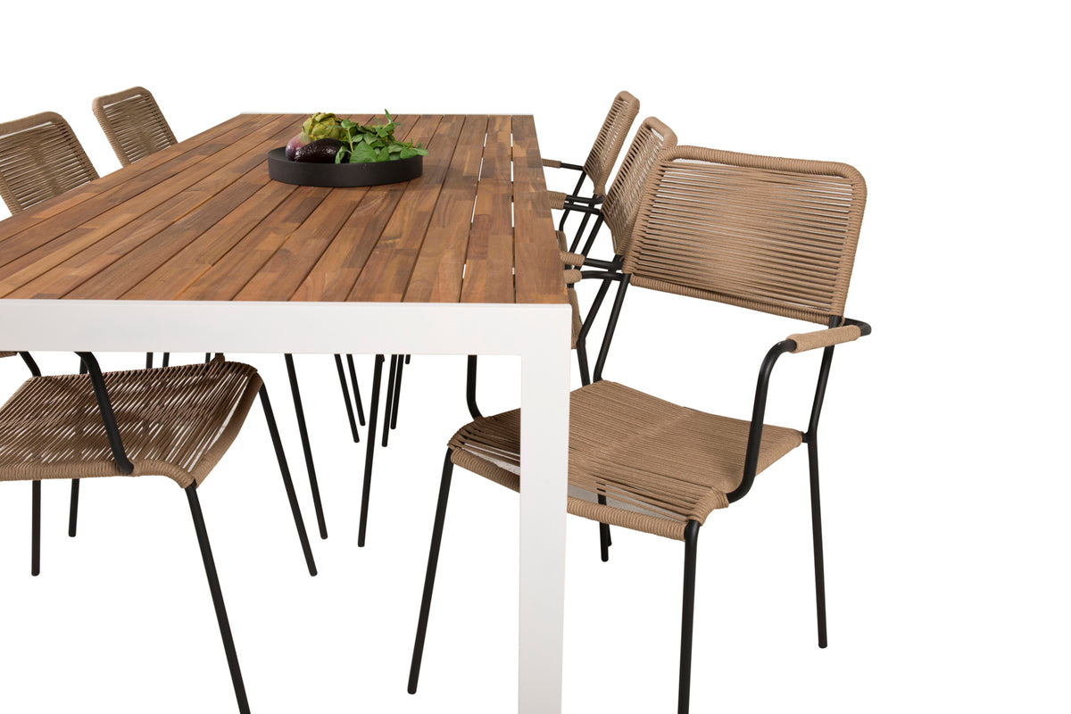 Bois & Lindos Spisebord 205x90 + Spisestole Brun