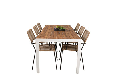 Bois & Lindos Spisebord 205x90 + Spisestole Brun