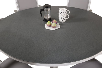 Copacabana & Albany Spisebord ⌀140 + Positionsstole Hvid