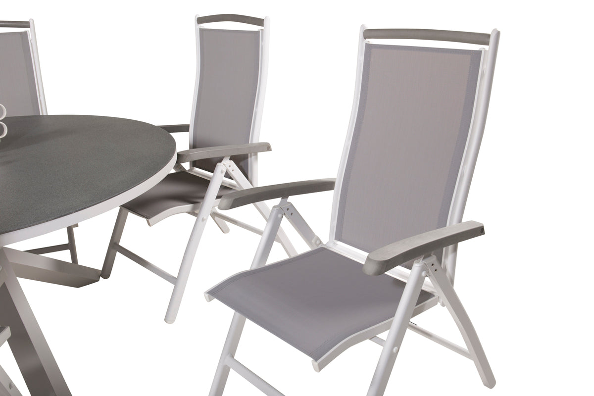 Copacabana & Albany Spisebord ⌀140 + Positionsstole Hvid