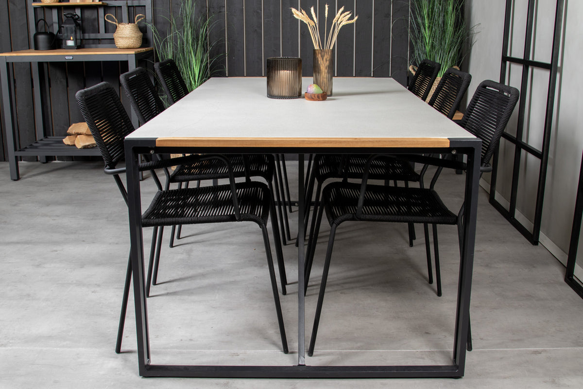 Lindos & Texas Spisestole Sort + Spisebord 200x100