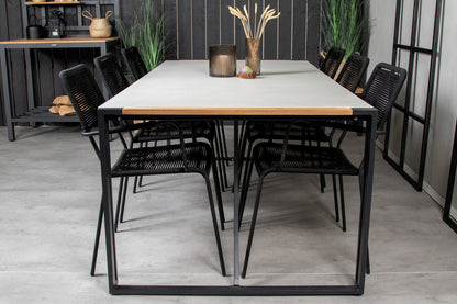Lindos & Texas Spisestole Sort + Spisebord 200x100