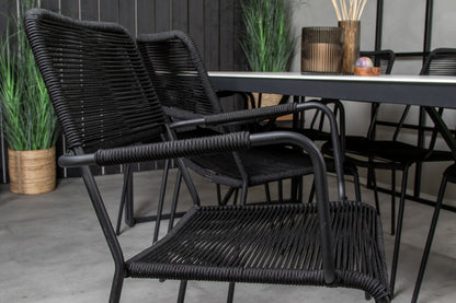 Lindos & Texas Spisestole Sort + Spisebord 200x100