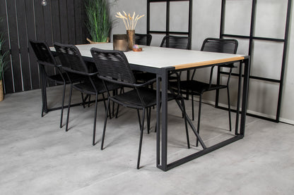 Lindos & Texas Spisestole Sort + Spisebord 200x100