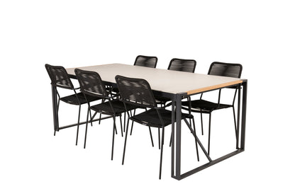 Lindos & Texas Spisestole Sort + Spisebord 200x100