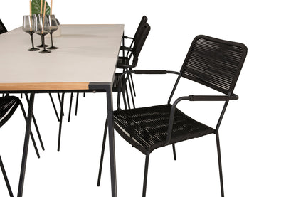 Lindos & Texas Spisestole Sort + Spisebord 200x100