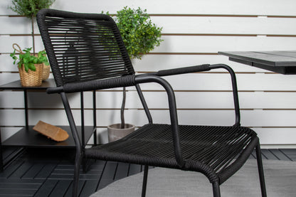 Venture Home Colorado & Lindos Cafebord 70x70 + Spisestole Sort