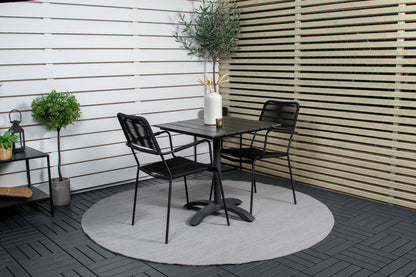 Venture Home Colorado & Lindos Cafebord 70x70 + Spisestole Sort