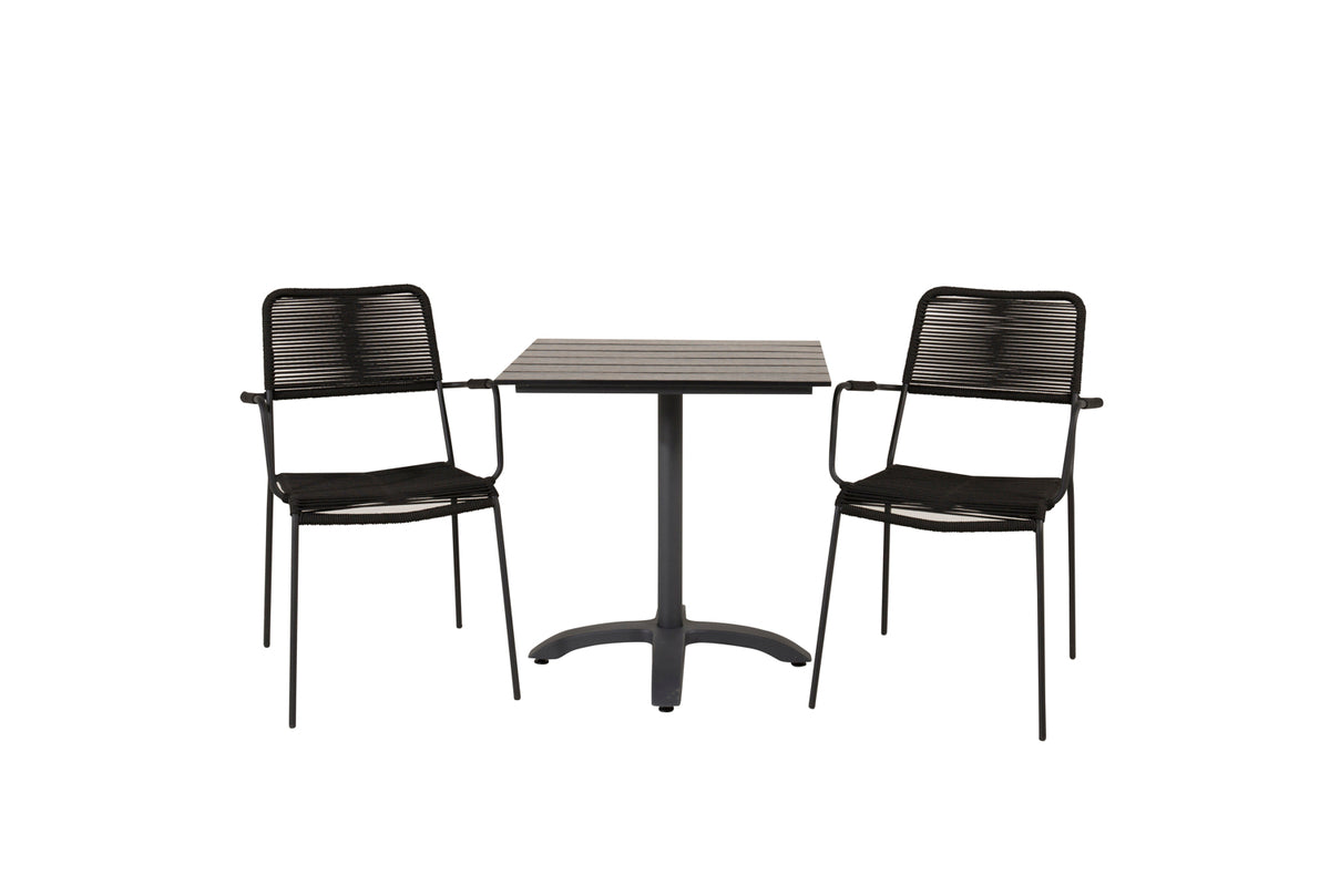 Venture Home Colorado & Lindos Cafebord 70x70 + Spisestole Sort