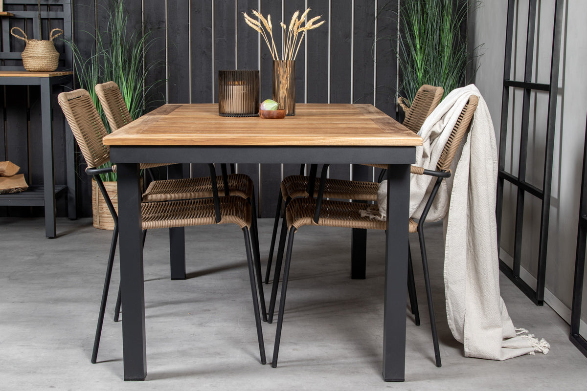 Panama & Lindos Spisebord 160 x 90 + Spisestole Brun