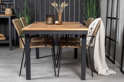 Panama & Lindos Spisebord 160 x 90 + Spisestole Brun