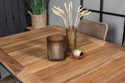 Panama & Lindos Spisebord 160 x 90 + Spisestole Brun