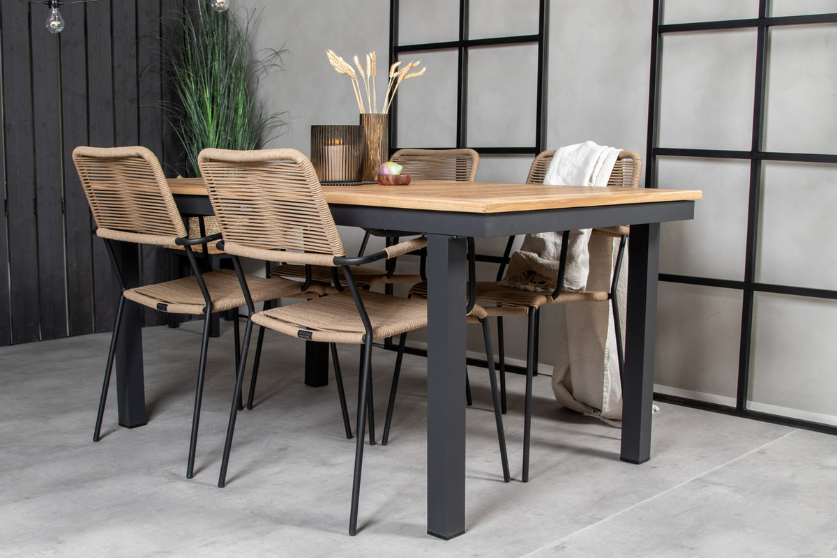 Panama & Lindos Spisebord 160 x 90 + Spisestole Brun