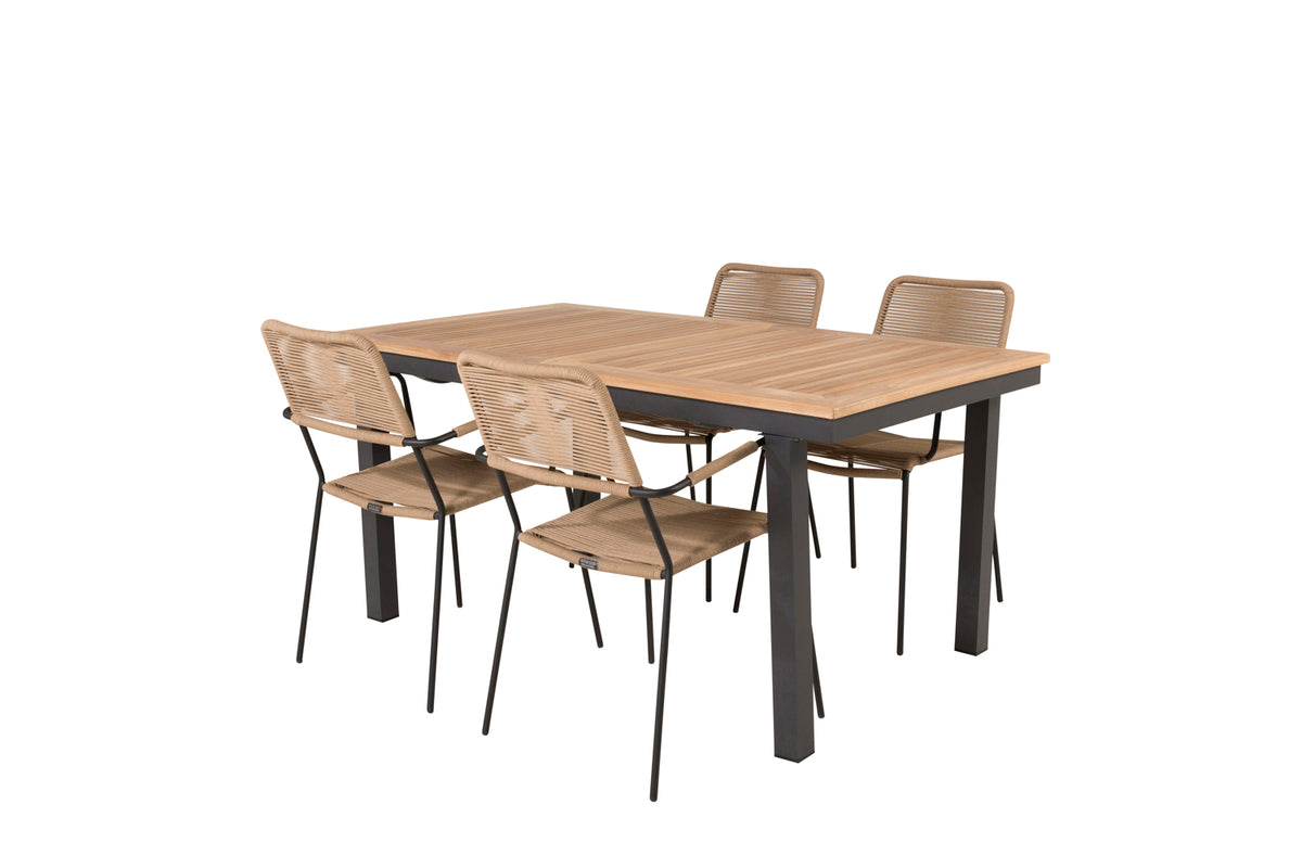 Panama & Lindos Spisebord 160 x 90 + Spisestole Brun