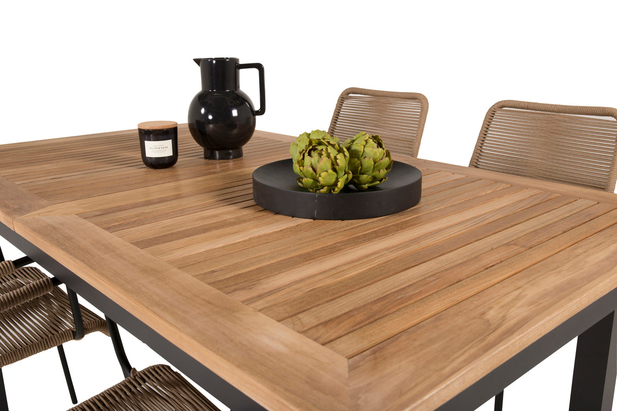 Panama & Lindos Spisebord 160 x 90 + Spisestole Brun