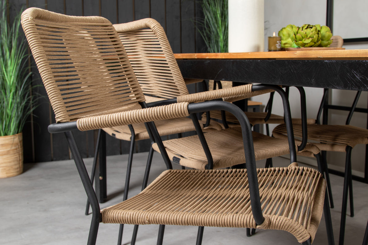 Bois & Lindos Spisebord 205x90 + Spisestole Brun