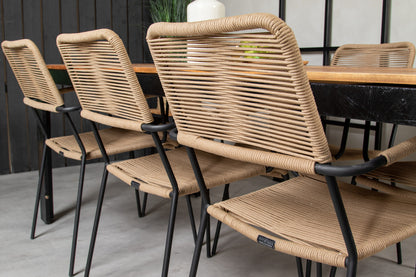 Bois & Lindos Spisebord 205x90 + Spisestole Brun