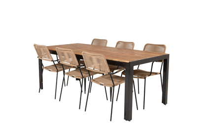 Bois & Lindos Spisebord 205x90 + Spisestole Brun