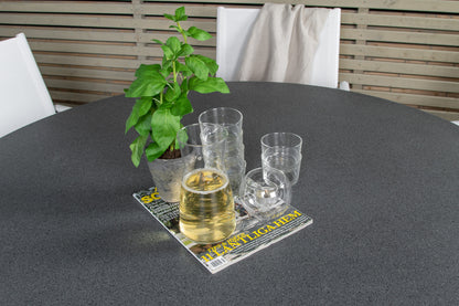 Copacabana & Santorini Spisebord ⌀140 + Spisestole Hvid