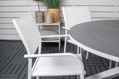 Copacabana & Santorini Spisebord ⌀140 + Spisestole Hvid