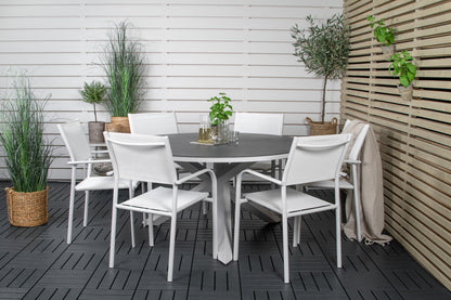 Copacabana & Santorini Spisebord ⌀140 + Spisestole Hvid