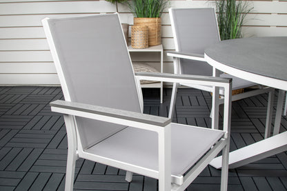 Copacabana & Parma Spisebord ⌀140 + Spisestole Hvid