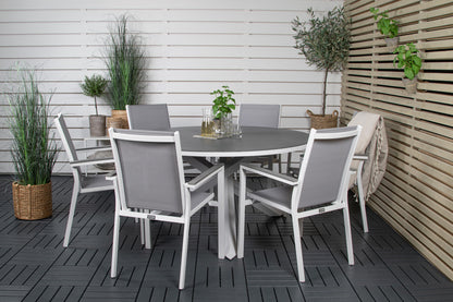 Copacabana & Parma Spisebord ⌀140 + Spisestole Hvid