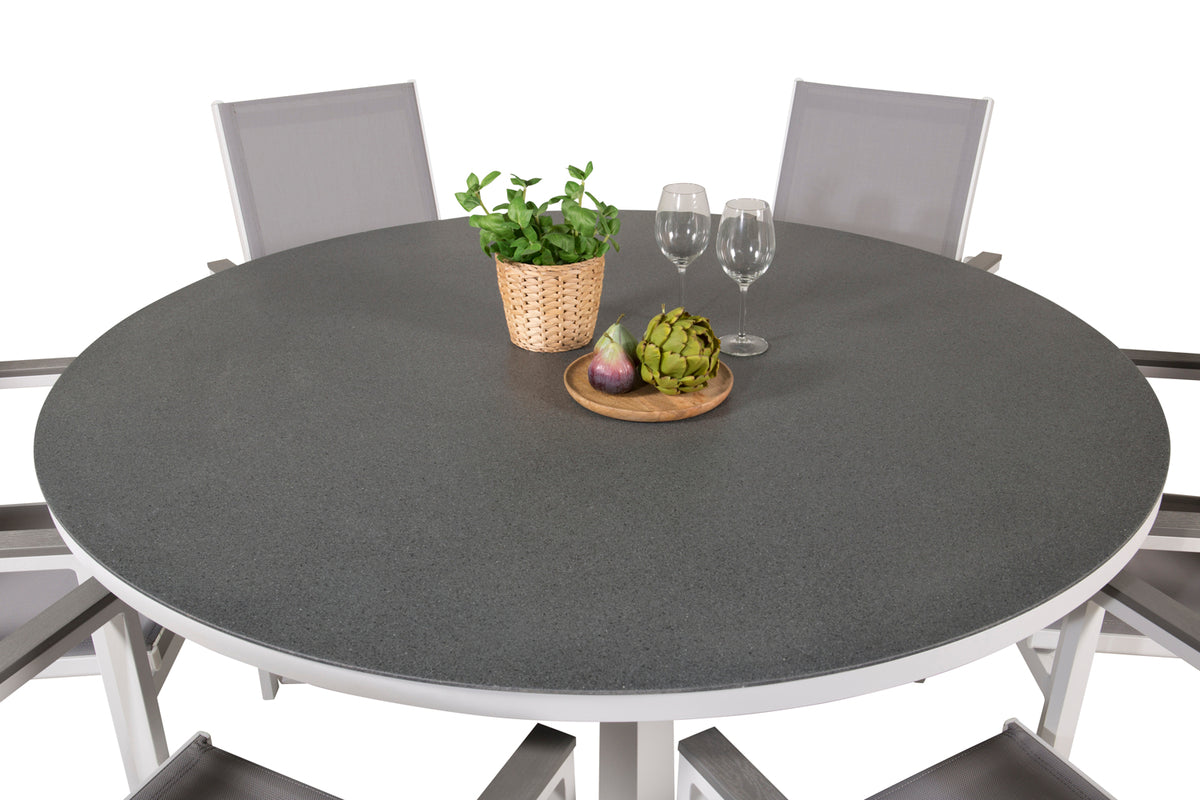 Copacabana & Parma Spisebord ⌀140 + Spisestole Hvid