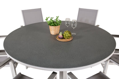 Copacabana & Parma Spisebord ⌀140 + Spisestole Hvid