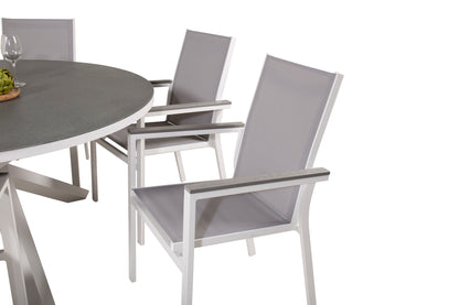 Copacabana & Parma Spisebord ⌀140 + Spisestole Hvid