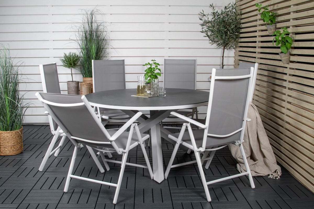 Copacabana & Break Spisebord ⌀140 + Positionsstole Grå