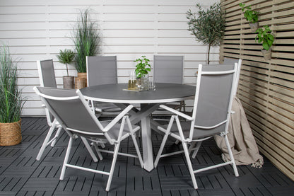 Copacabana & Break Spisebord ⌀140 + Positionsstole Grå