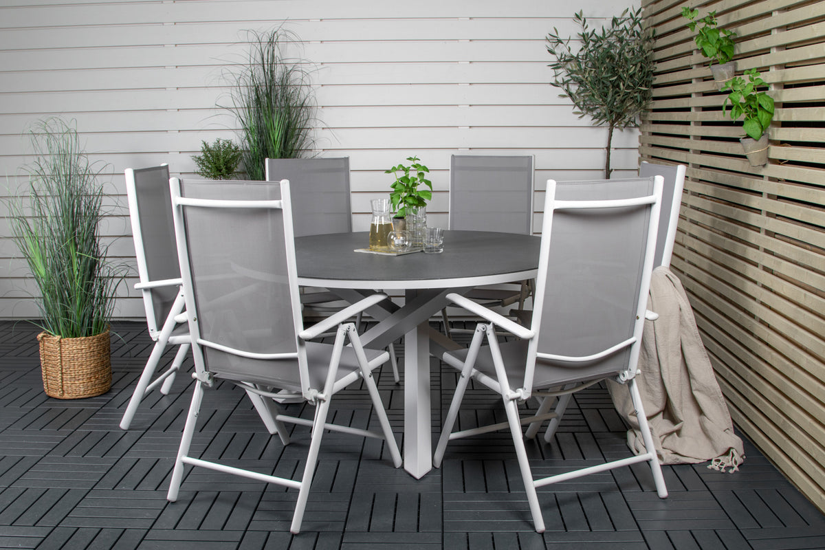 Copacabana & Break Spisebord ⌀140 + Positionsstole Grå