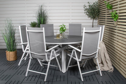 Copacabana & Break Spisebord ⌀140 + Positionsstole Grå