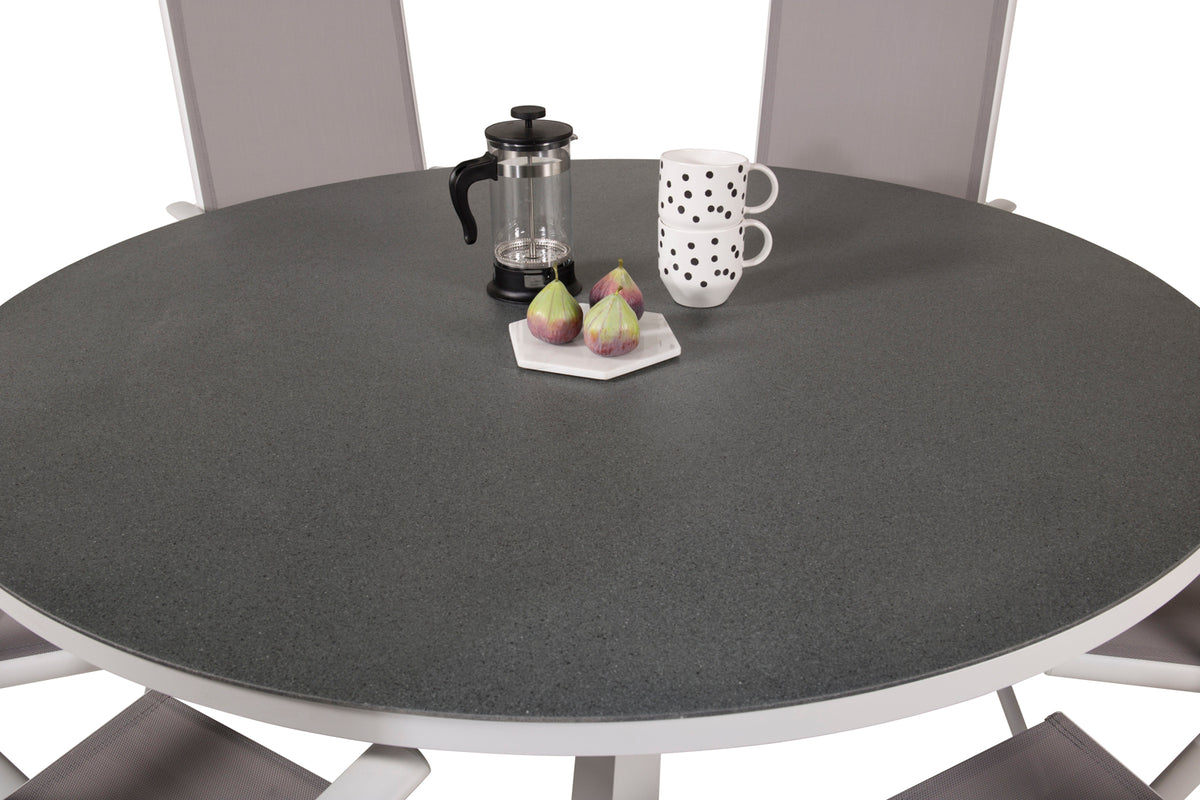 Copacabana & Break Spisebord ⌀140 + Positionsstole Grå
