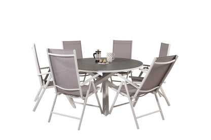 Copacabana & Break Spisebord ⌀140 + Positionsstole Grå