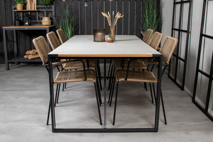 Lindos & Texas Spisestole Brun + Spisebord 200x100