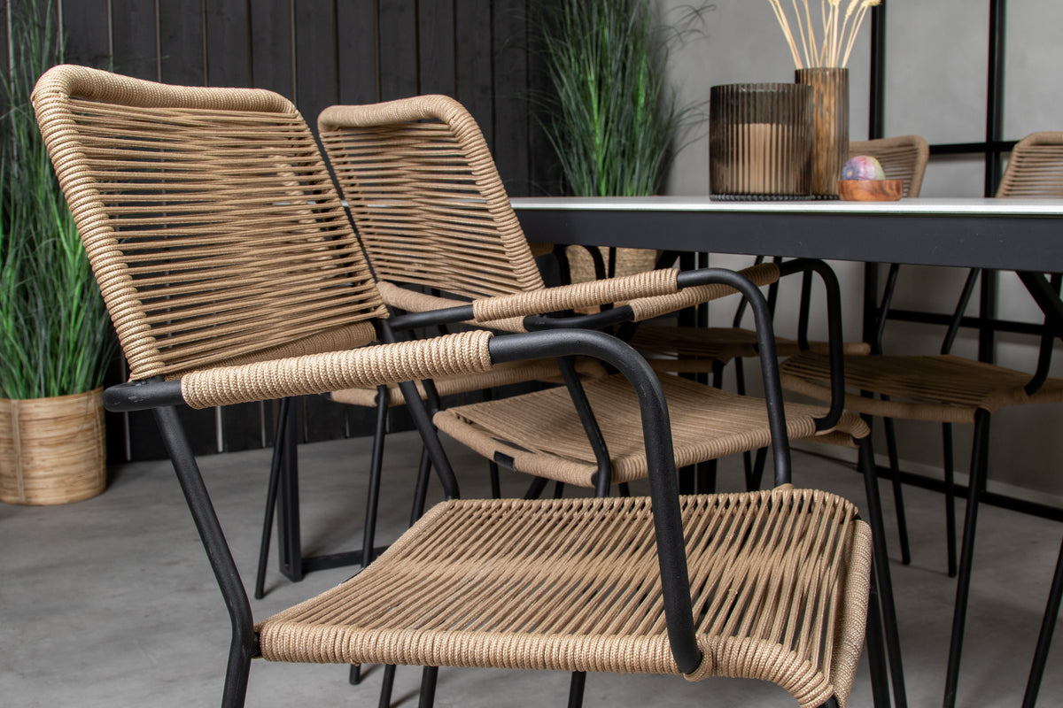 Lindos & Texas Spisestole Brun + Spisebord 200x100