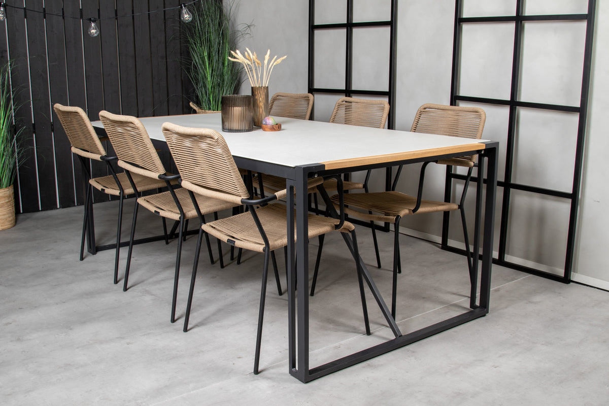 Lindos & Texas Spisestole Brun + Spisebord 200x100