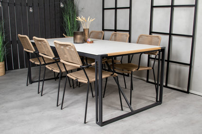 Lindos & Texas Spisestole Brun + Spisebord 200x100