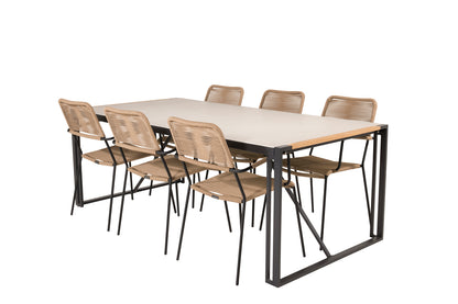 Lindos & Texas Spisestole Brun + Spisebord 200x100