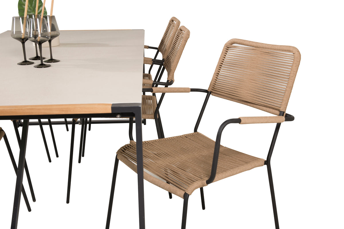 Lindos & Texas Spisestole Brun + Spisebord 200x100